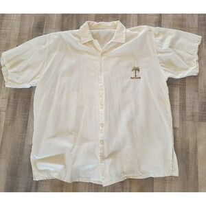 Bermuda Collection Men's Hawaiian Tropical Shirt sz XL White Cotton‎ Linen Blend